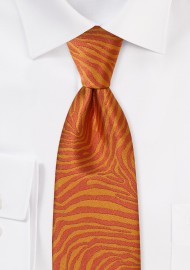Tiger Stripe XL Mens Tie in Red and Orange