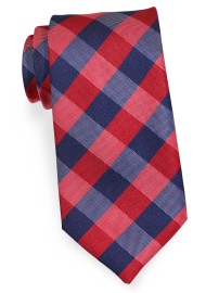Red and Blue Gingham Check Tie in XL
