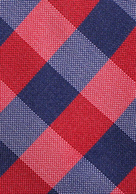Red and Blue Gingham Check Tie in XL