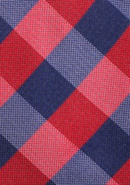 Red and Blue Gingham Check Tie in XL