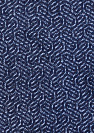 Long Length Mens Tie in Navy with Geometric Design