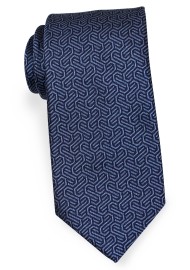 Dress Navy Tie with Geometric Design Pattern