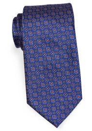 Floral Necktie in Blue, Red, Amber in XL Length