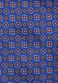 Intricate Woven Floral Hanky in Classic Navy with red and Golden Amber
