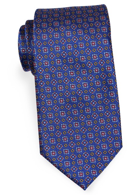 Blue, Red, Amber Floral Necktie