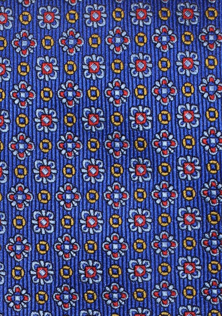 Blue, Red, Amber Floral Necktie