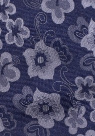 Elegant Floral Designer Hanky in Blue Hues
