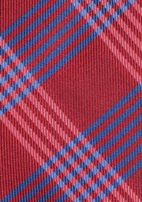 Cherry Red Plaid Necktie in Woven Fabric
