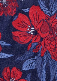 Navy Blue XL Tie with Cherry Red Florals