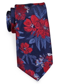 Floral Mens Tie in Cherry and Blue