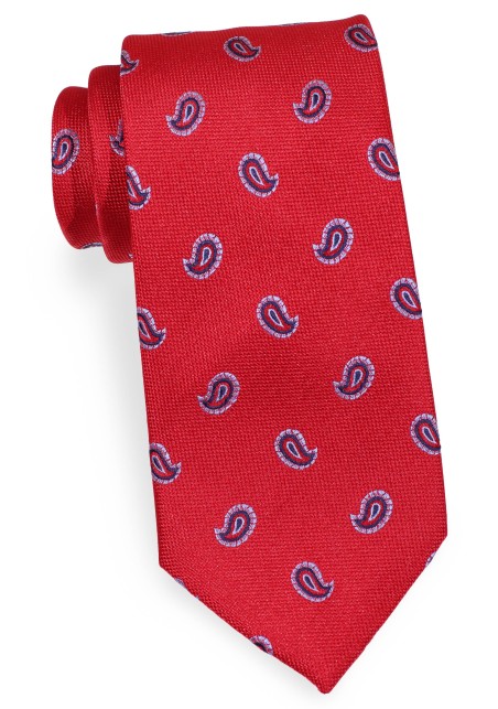 Cherry and Light Blue paisley Necktie