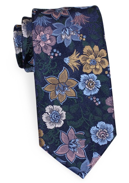 Dark Green Floral Tie in XL