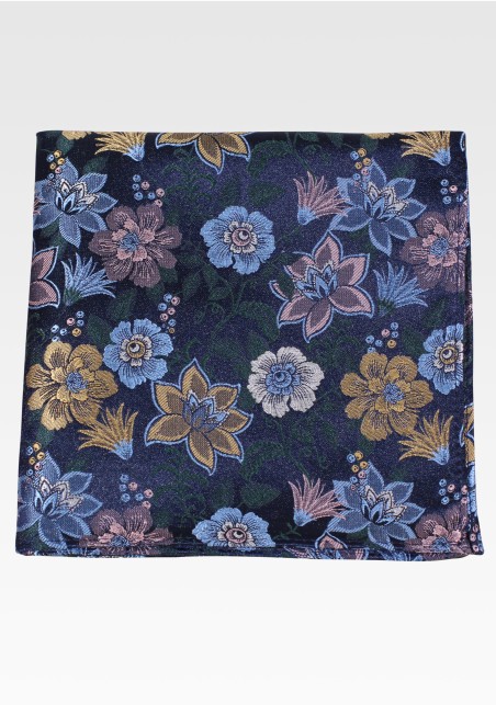 Colorful Woven Floral Bouquet Pocket Square