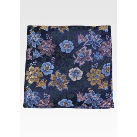 Colorful Woven Floral Bouquet Pocket Square