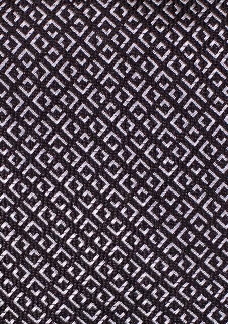 Pocket Square with Geometric Check in Charcoal Gray
