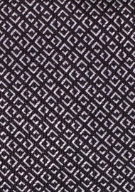 Pocket Square with Geometric Check in Charcoal Gray