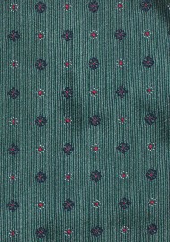 Dark Green Floral Tie in XL Length