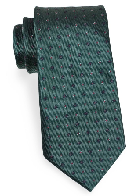 Dark Green Woven Floral Necktie