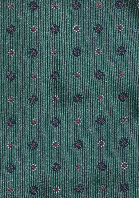Dark Green Woven Floral Necktie
