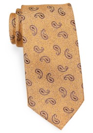 Extra Long Tie in Vintage Gold Paisley