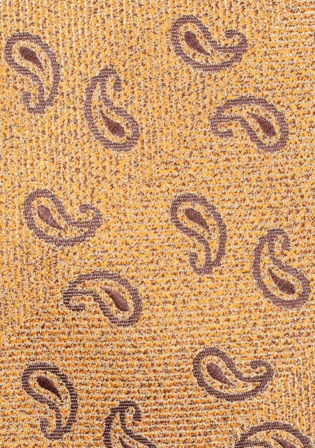 Vintage Golden Pocket Square with Embroidered Paisley