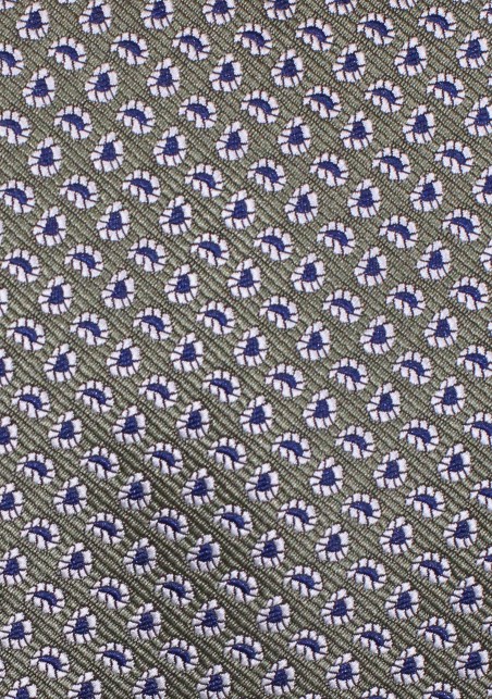 Olive Green and Silver Paisley Pocket Square