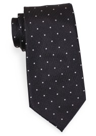 Black Tie with Small Silver Polka Dots