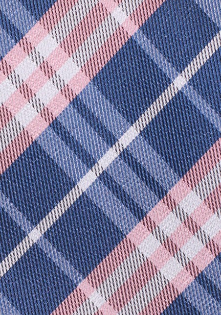 Tartan Check XL Necktie in Pink, Navy, and White