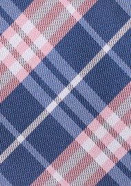 Pink and Navy Tartan Plaid Bowtie