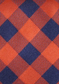 Navy and Burnt Orange Gingham Checkered Pocket Square