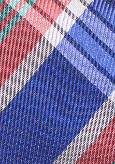 XL Length Tartan Check Plaid Necktie in Pink, Aqua, Purple