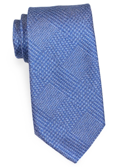 Extra Long Tie in Blue Prince of Wales Check
