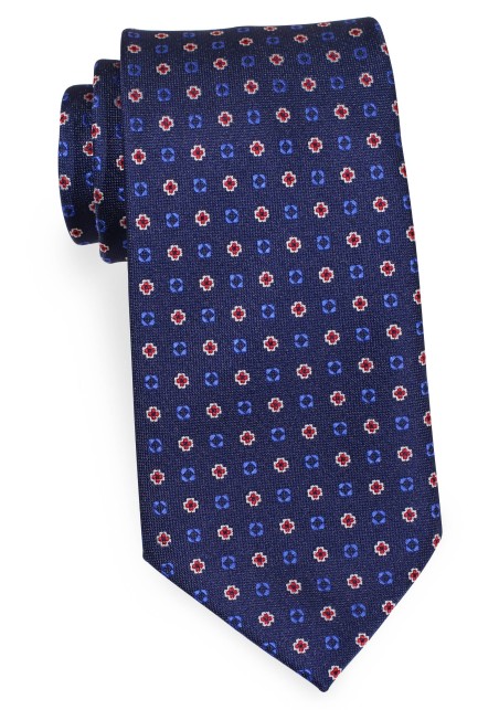 Classic Blue Mens Tie with Elegant Woven Foulard