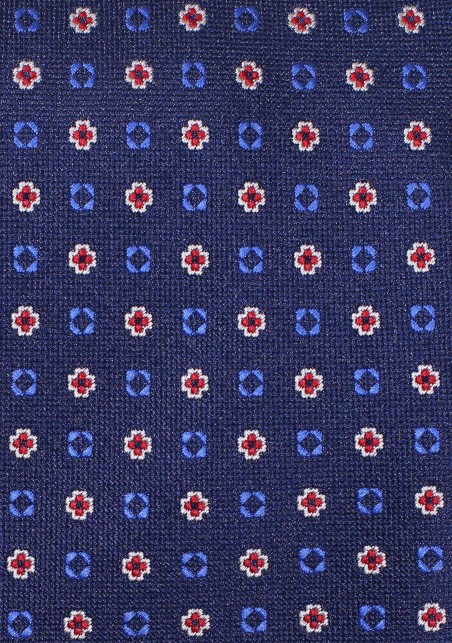 Dress Blue Pocket Square with Intricate Foulard Weave