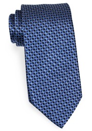 Blue Mini Checkered Necktie in Long Length