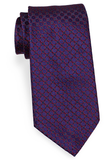 Navy Tie with Delicate Red Circles