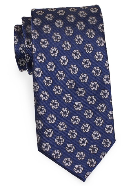 Rose Design Mens Tie in Blue