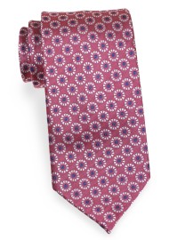 Rose Pink Colored Mens Tie with Circular Design Pattern