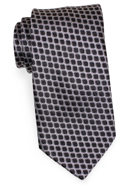 Black and Gray Tie with Fish Scale Design