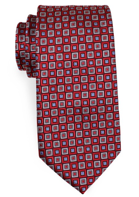Diamond Checkered Mens Tie in Red and Lilac