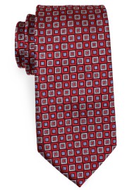Red and Lilac Diamond Check Tie in XL