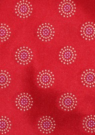 Bright Red Designer Bow Tie with Circular Design