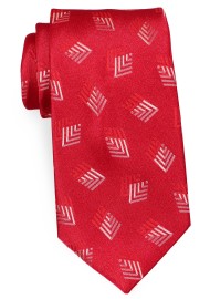 Bright Red Necktie with Fern Pattern