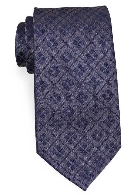 Checkered Mens Tie in Gray and Dress Blue