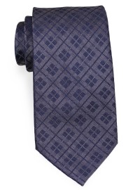 Checkered Plaid XL Necktie in Gray and Navy Blue