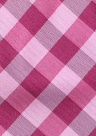 Extra Long Pink Colored Gingham Check Tie