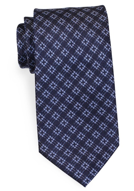 Classic and Modern Checkered Tie in Dress Navy