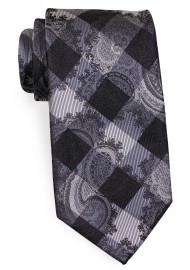 Gingham Check and Paisley Tie in Navy