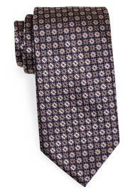 Argyle Check Tie in Navy, Tan, Brown in XL