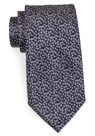 Navy XL Length Tie with Tiny Woven Triangles